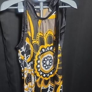 Style & Co. Black and Yellow Floral Tank Top
